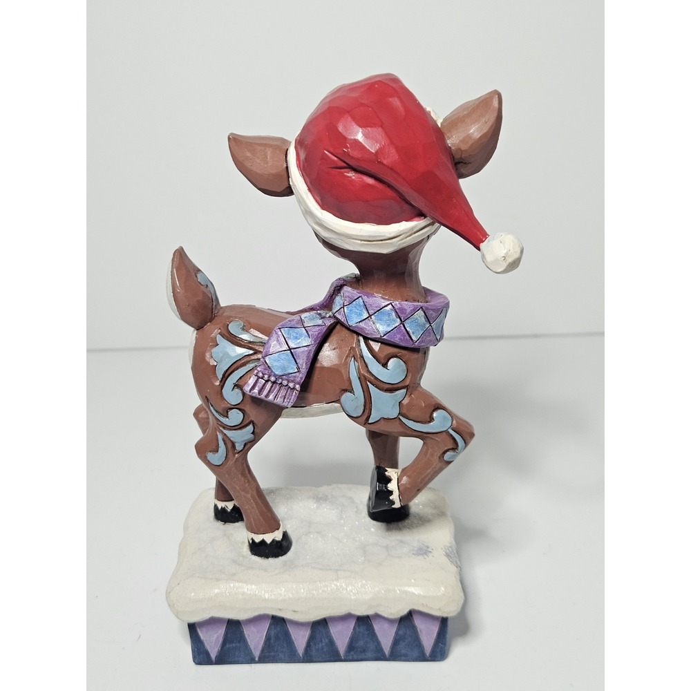 Jim Shore Rudolph Traditions Lighted Rudolph Wearing Santa Hat Figurine 4058340 - Picture 3 of 6